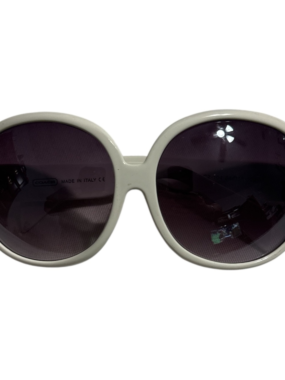 Coach Women’s White Round Sunglasses with Dark Lenses